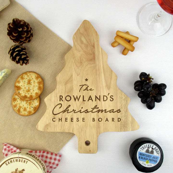 Personalised Christmas Tree Shaped Cheese Board