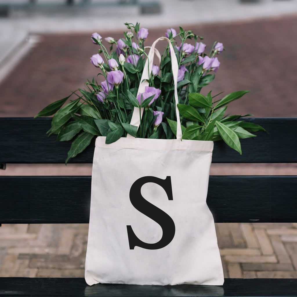 Natural Eco Tote Bag with Initial