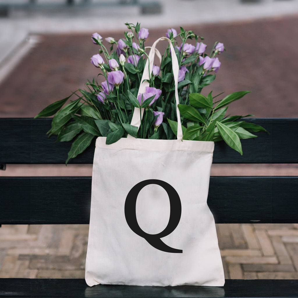 Natural Eco Tote Bag with Initial