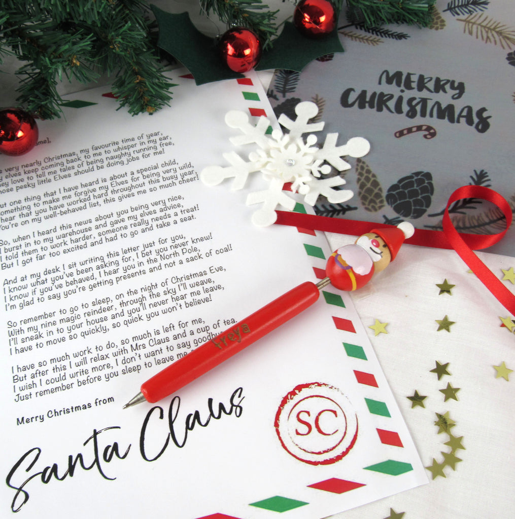 Personalised Christmas Pen with Santa Topper