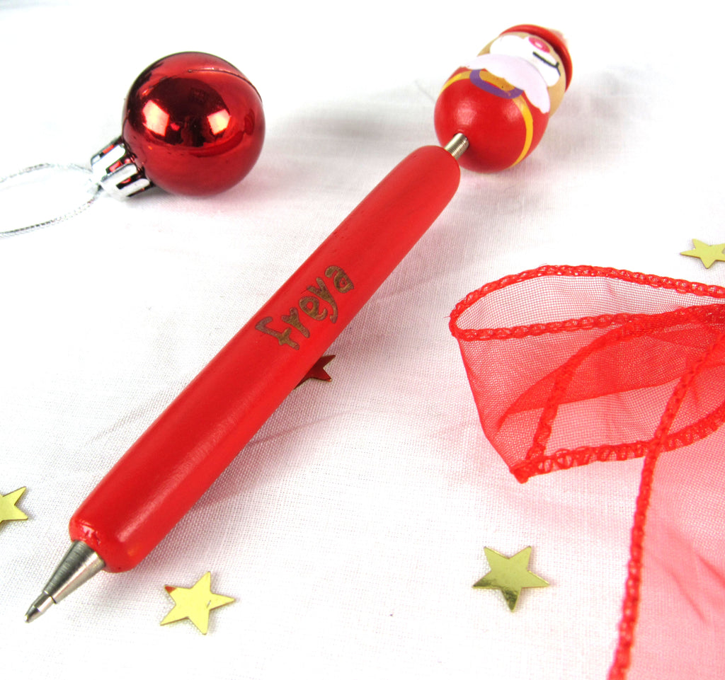 Personalised Christmas Pen with Santa Topper