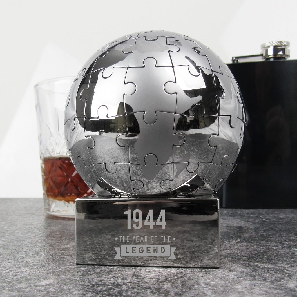 Metal Puzzle Globe "1944 Year of The Legend" Design, 80th Birthday Gifts for Men, Paperweight