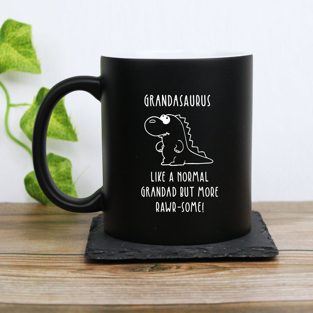 Personalised "Grandasaurus" Black Coffee Mug - Like A Normal Grandad But More Rawr-Some