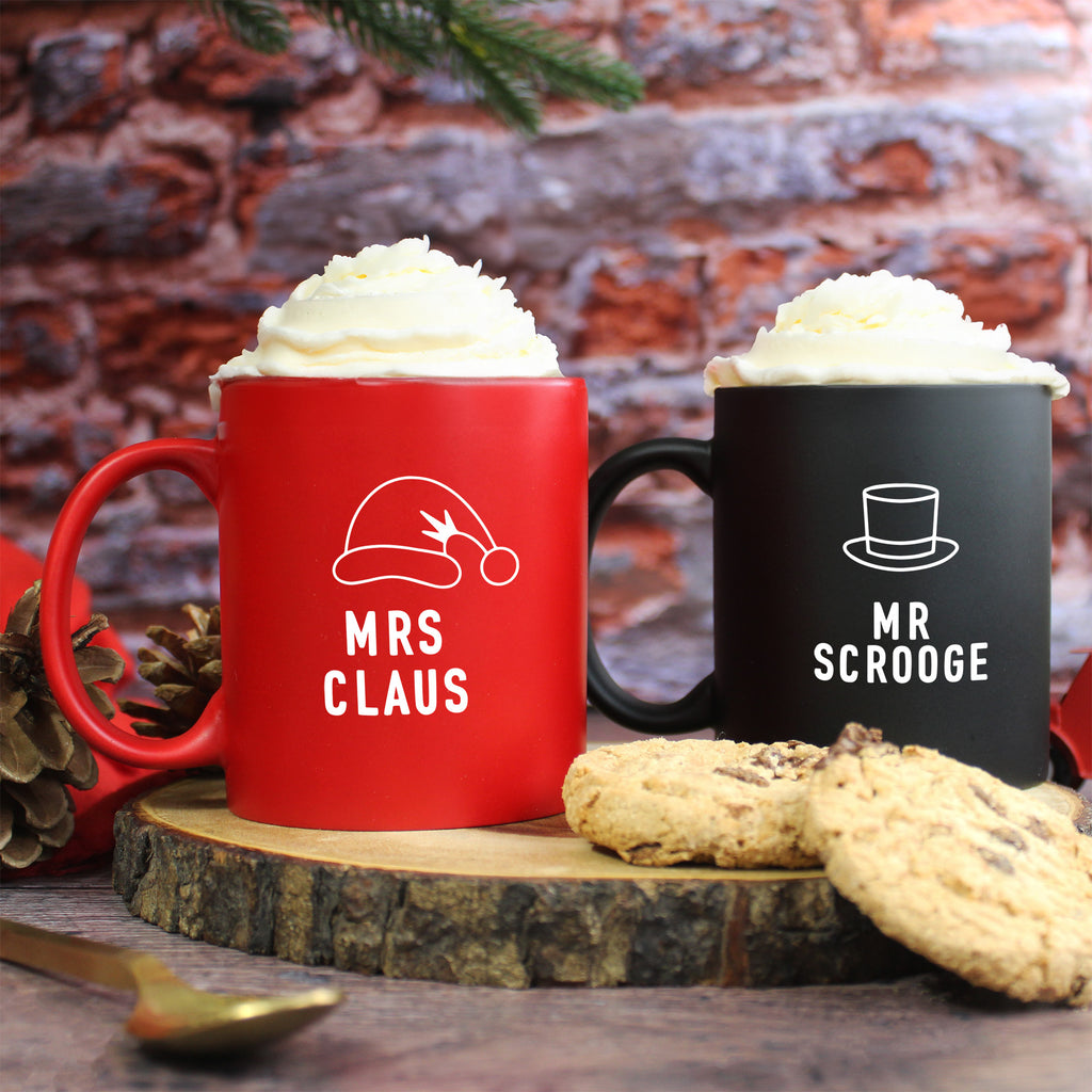 Personalised "Mr Scrooge & Mrs Claus" Coffee Mugs