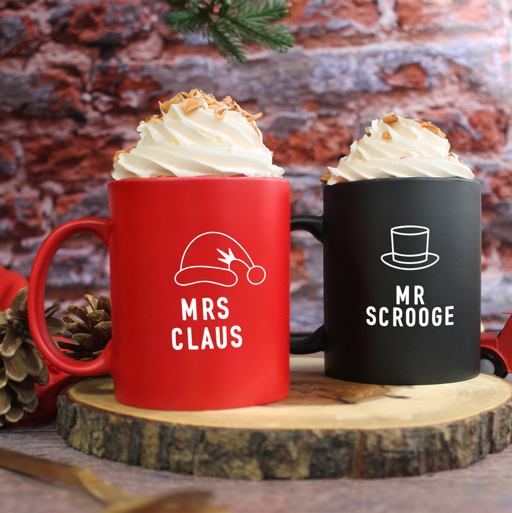 Personalised "Mr Scrooge & Mrs Claus" Coffee Mugs