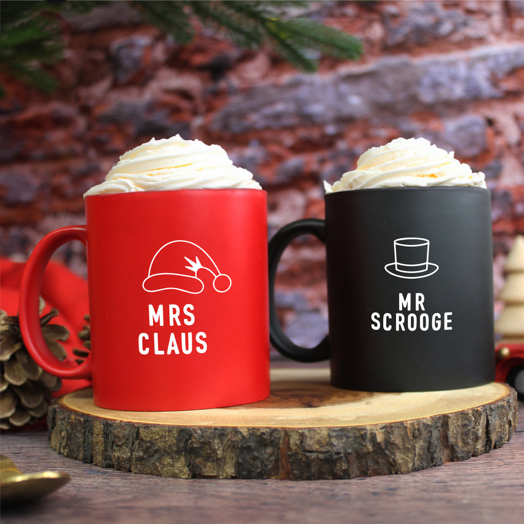 Personalised "Mr Scrooge & Mrs Claus" Coffee Mugs