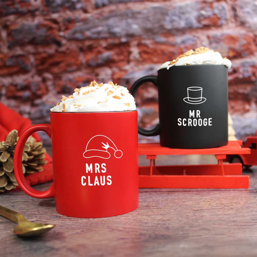 Personalised "Mr Scrooge & Mrs Claus" Coffee Mugs