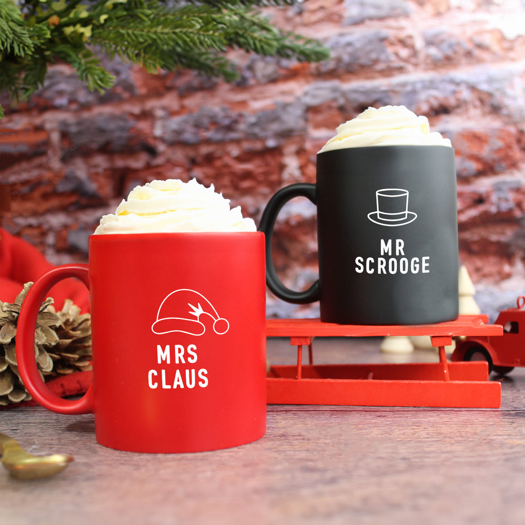 Personalised "Mr Scrooge & Mrs Claus" Coffee Mugs