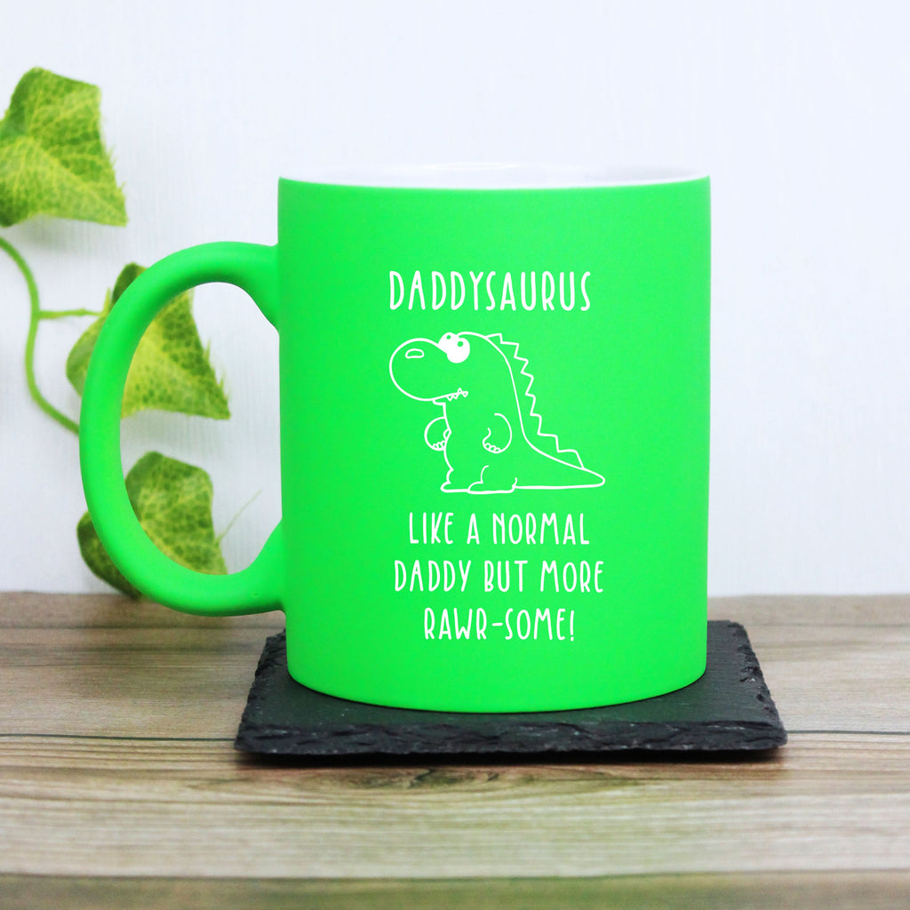 Personalised "Daddysaurus" Bright Green Coffee Mug