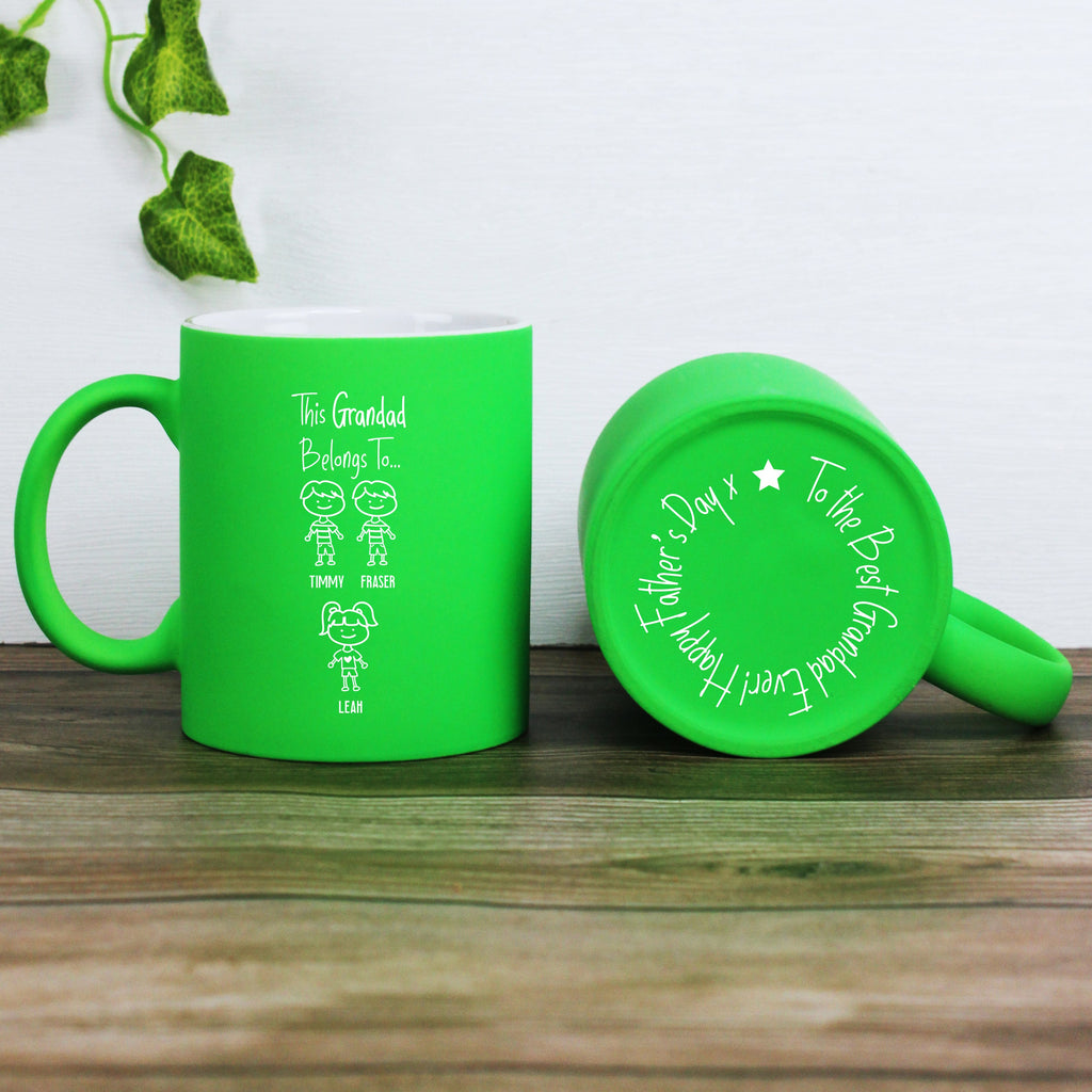 Personalised "This Grandad Belongs To" Bright Green Coffee Mug