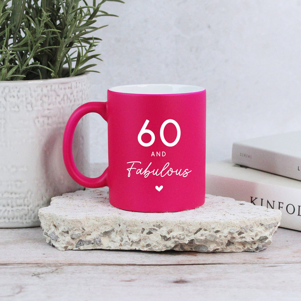 Personalised 60 & Fabulous Neon Pink Mug
