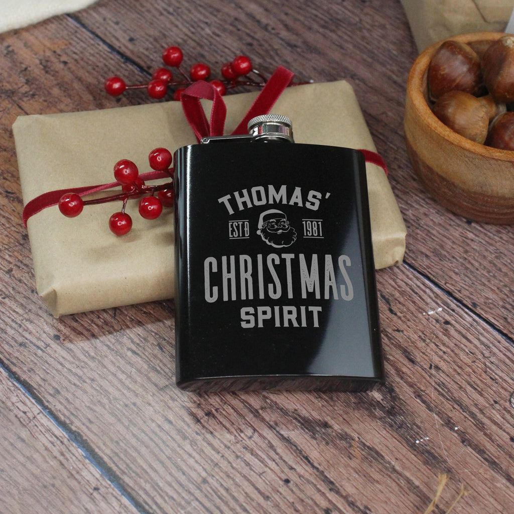 Personalised Christmas Spirit Hip Flask