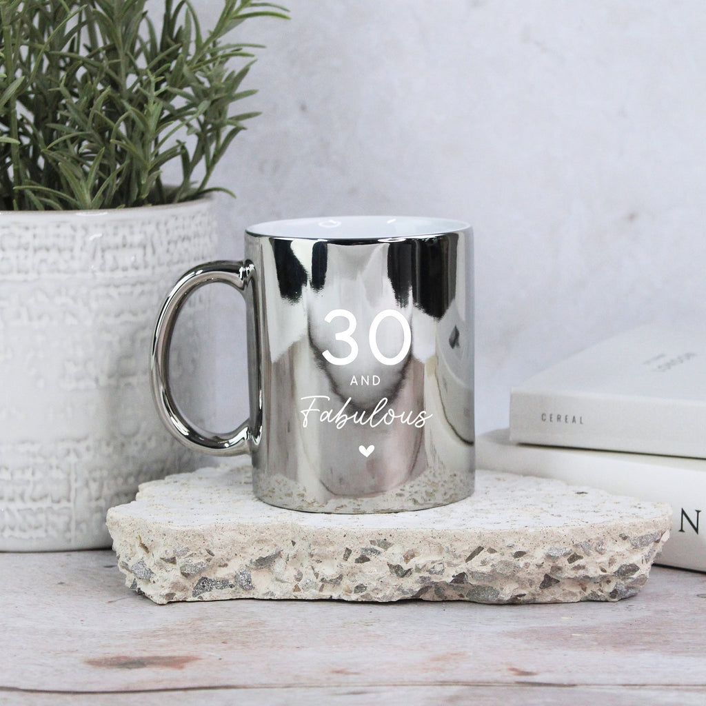 Personalised 30 & Fabulous Silver Mug