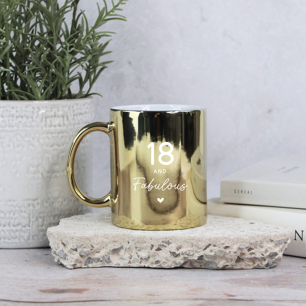 18 & Fabulous Gold 350ml Ceramic Mug