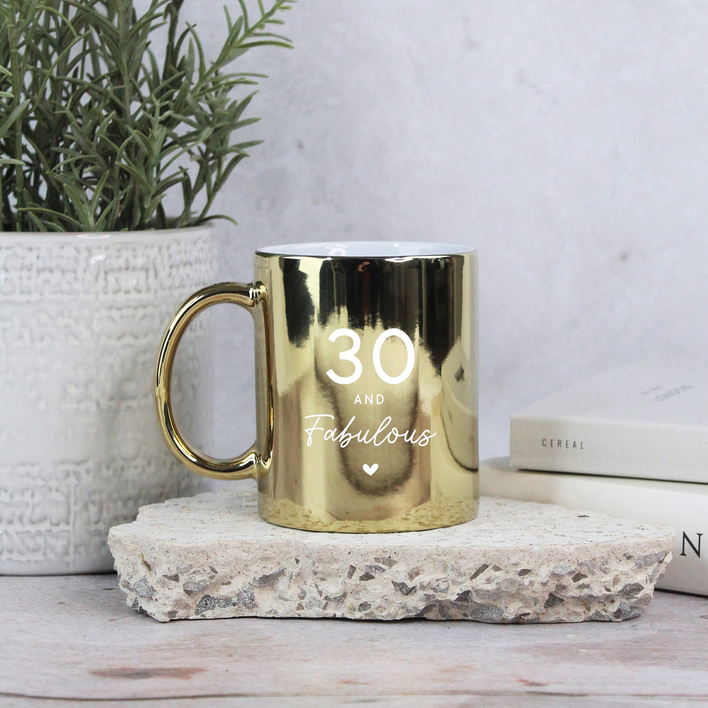 Personalised '30 & Fabulous' Gold Mug