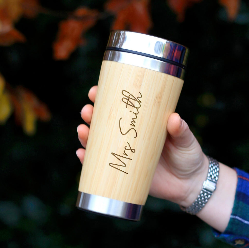 Personalised Eco Bamboo 500ml Insulated Travel Mug