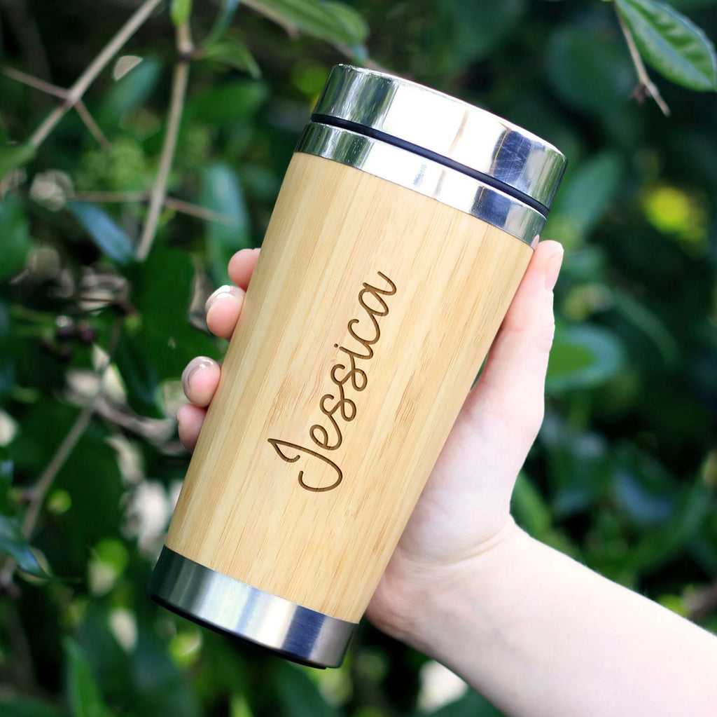 Bamboo Travel Cup with Personalised Name