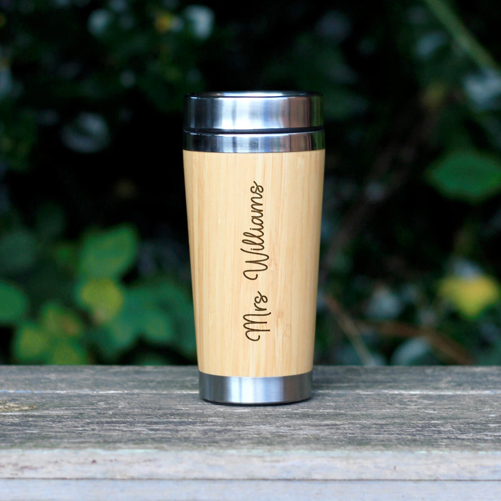 Bamboo Travel Cup with Personalised Name