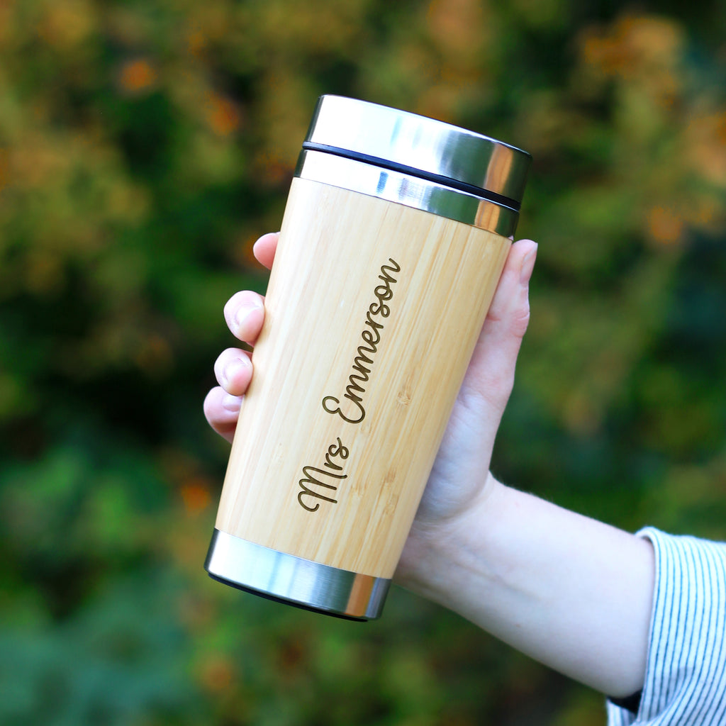 Personalised Eco Bamboo 500ml Insulated Teacher Travel Mug