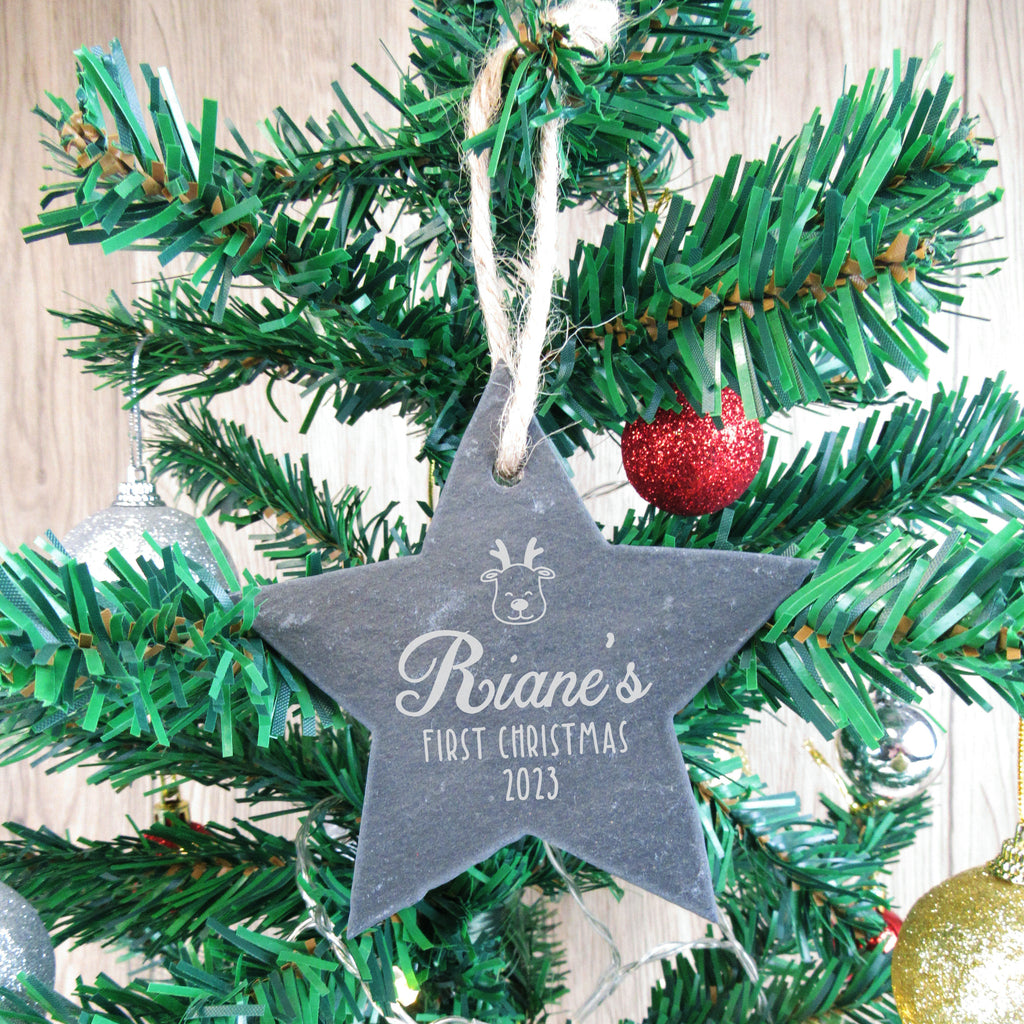Personalised Babies First Christmas Star Hanging Ornament