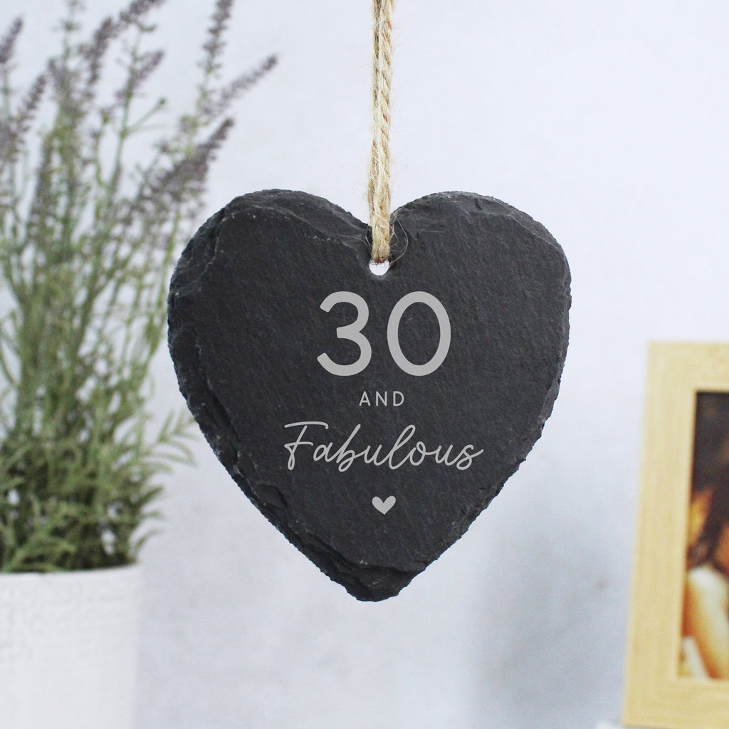 Personalised 30 & Fabulous Hanging Heart Ornament