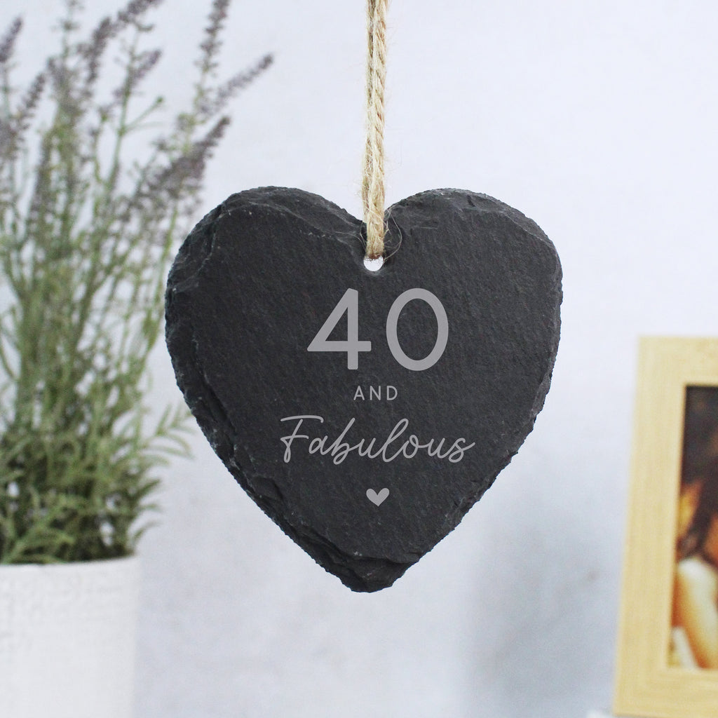 Personalised 40 & Fabulous Hanging Heart Ornament