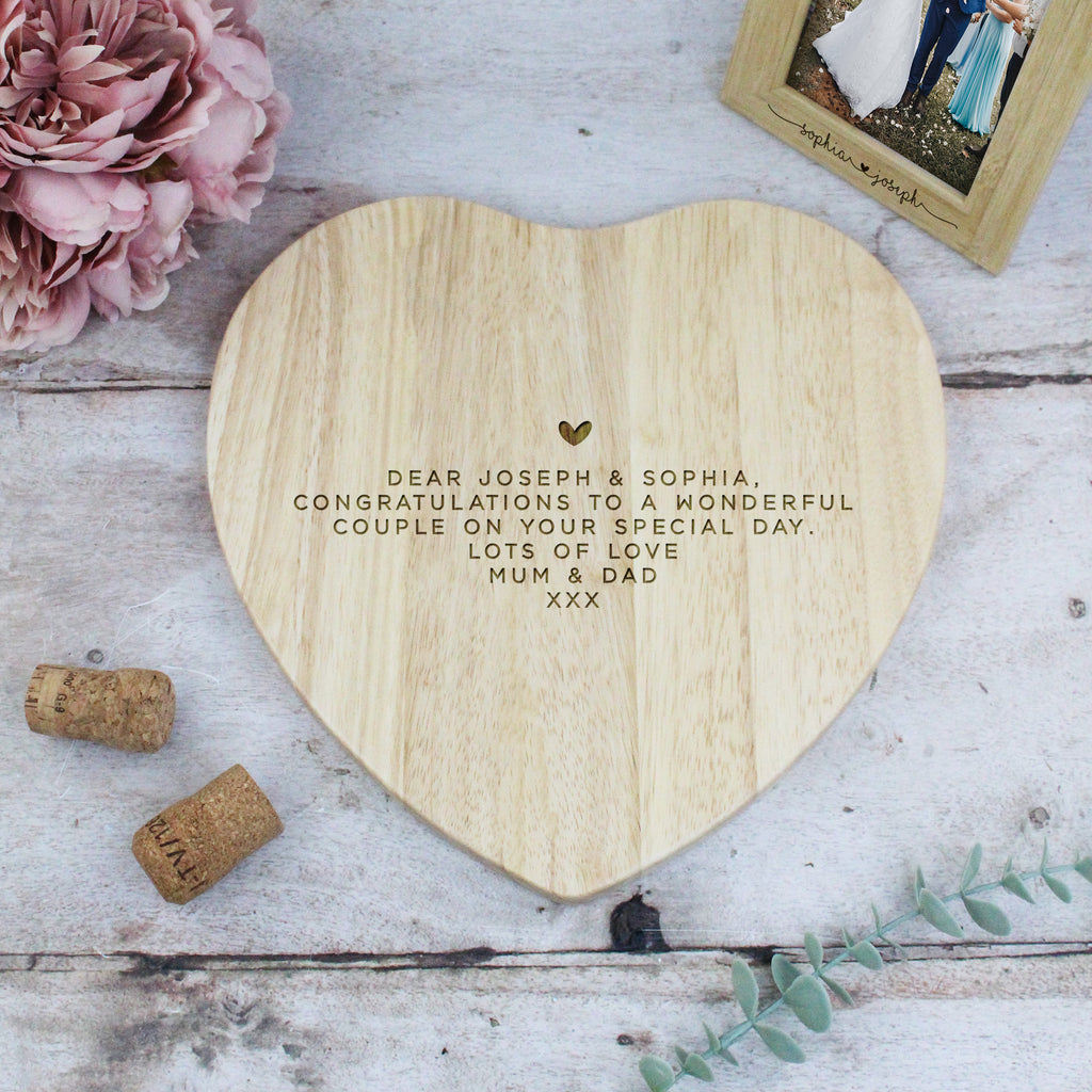 Personalised Couples Heart Shaped Chopping Board