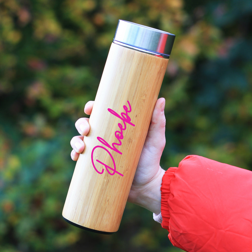500ml Personalised Eco Bamboo Stainless Steel Travel Flask