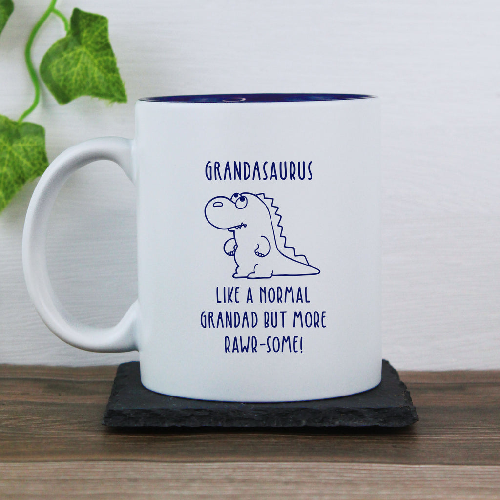 Personalised "Grandasaurus" Blue Reveal Coffee Mug - Like A Normal Grandad But More Rawr-Some