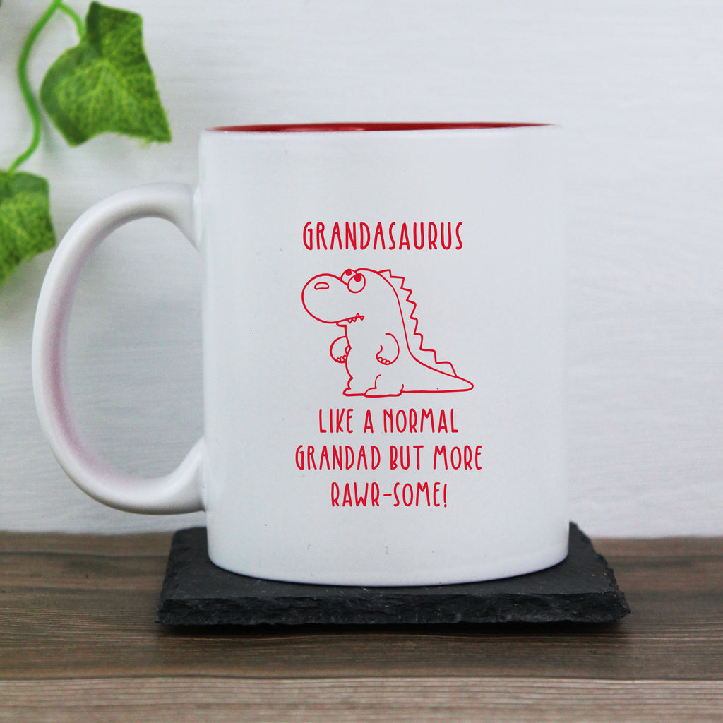 Personalised "Grandasaurus" Red Reveal Coffee Mug - Like A Normal Grandad But More Rawr-Some