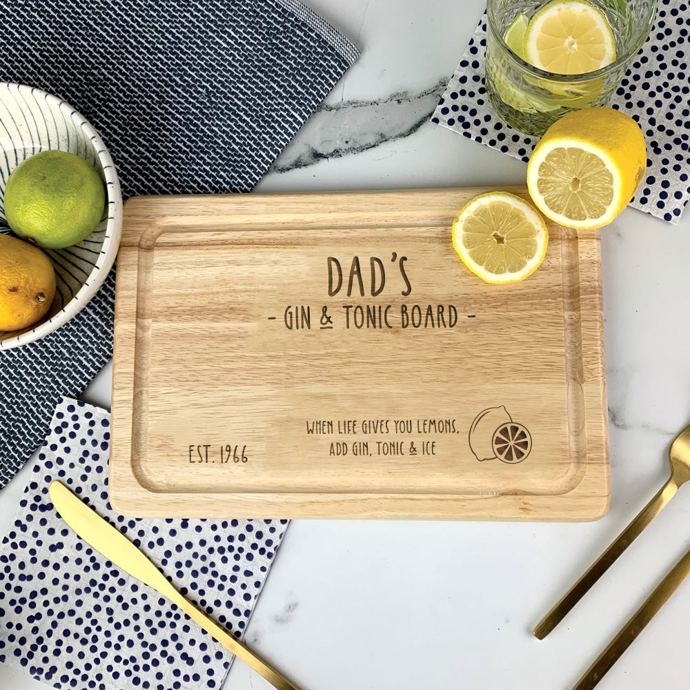 Dad's Gin & Tonic Wooden Lemon Cutting Board