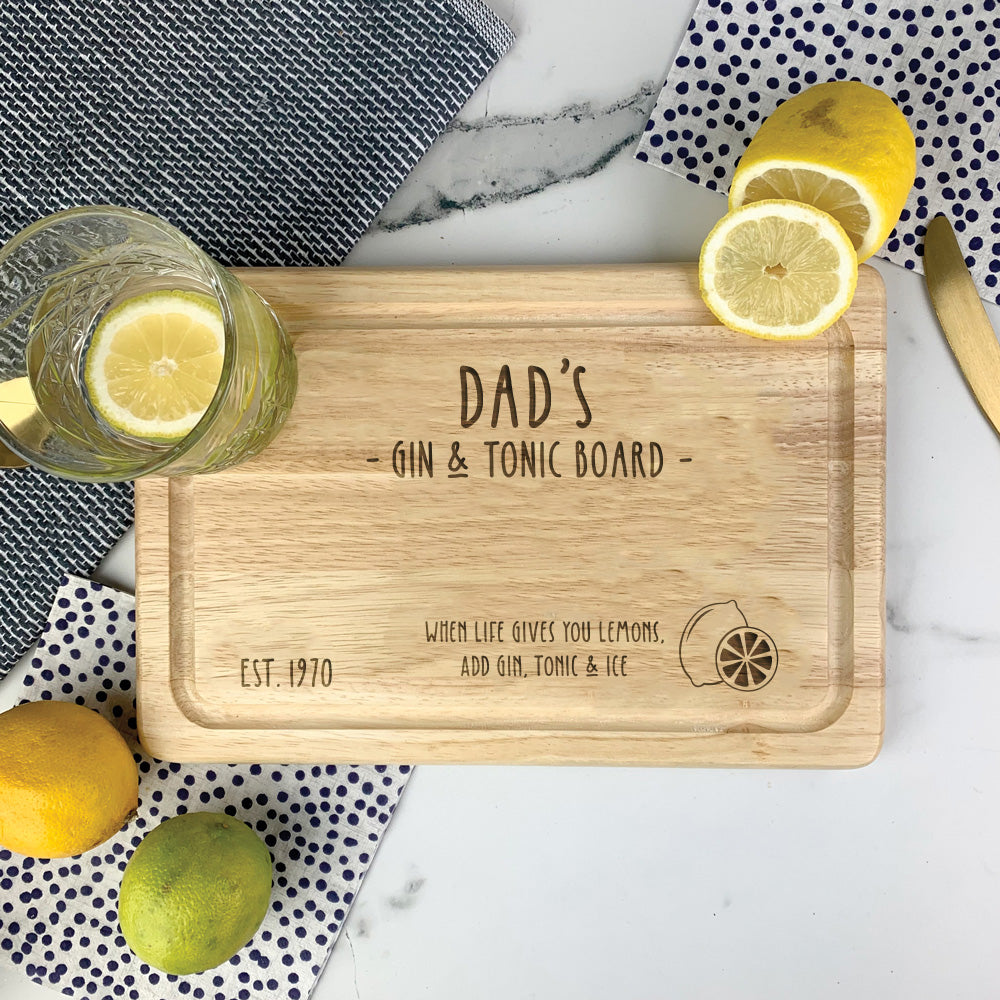 Dad's Gin & Tonic Wooden Lemon Cutting Board