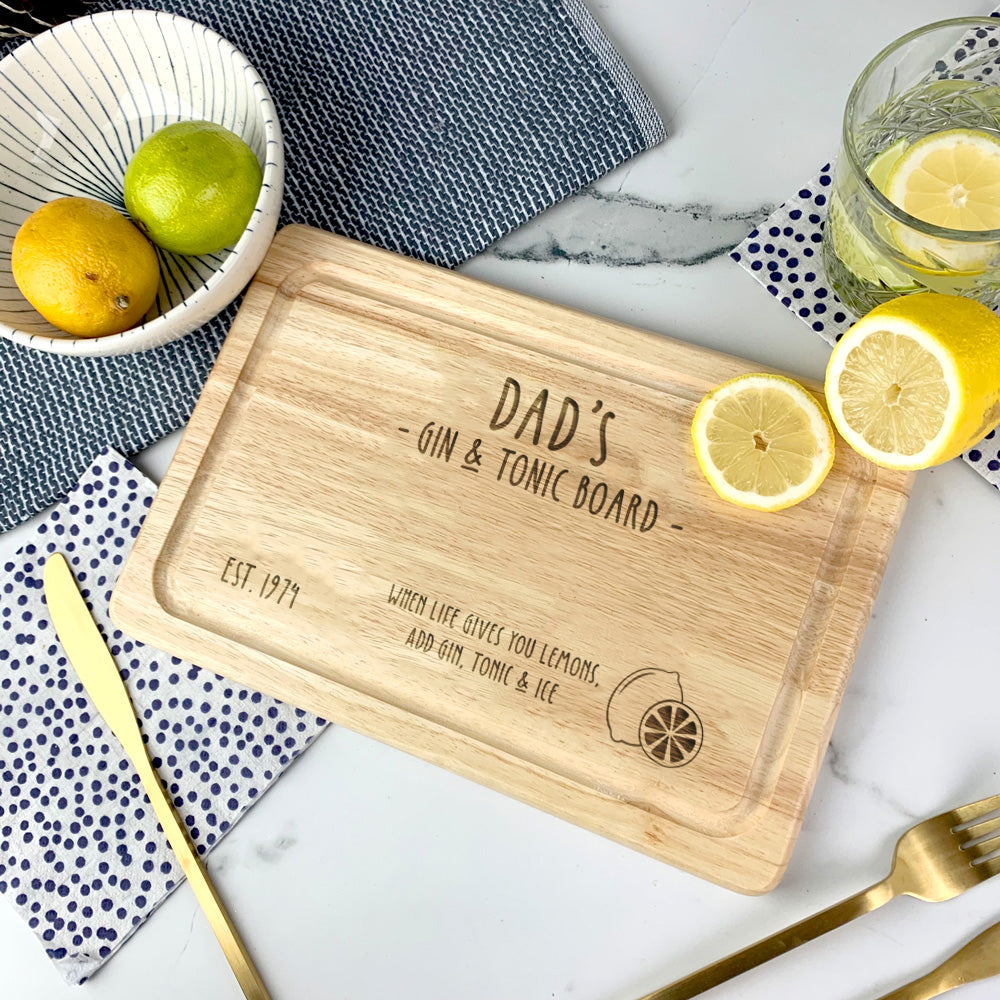 Dad's Gin & Tonic Wooden Lemon Cutting Board