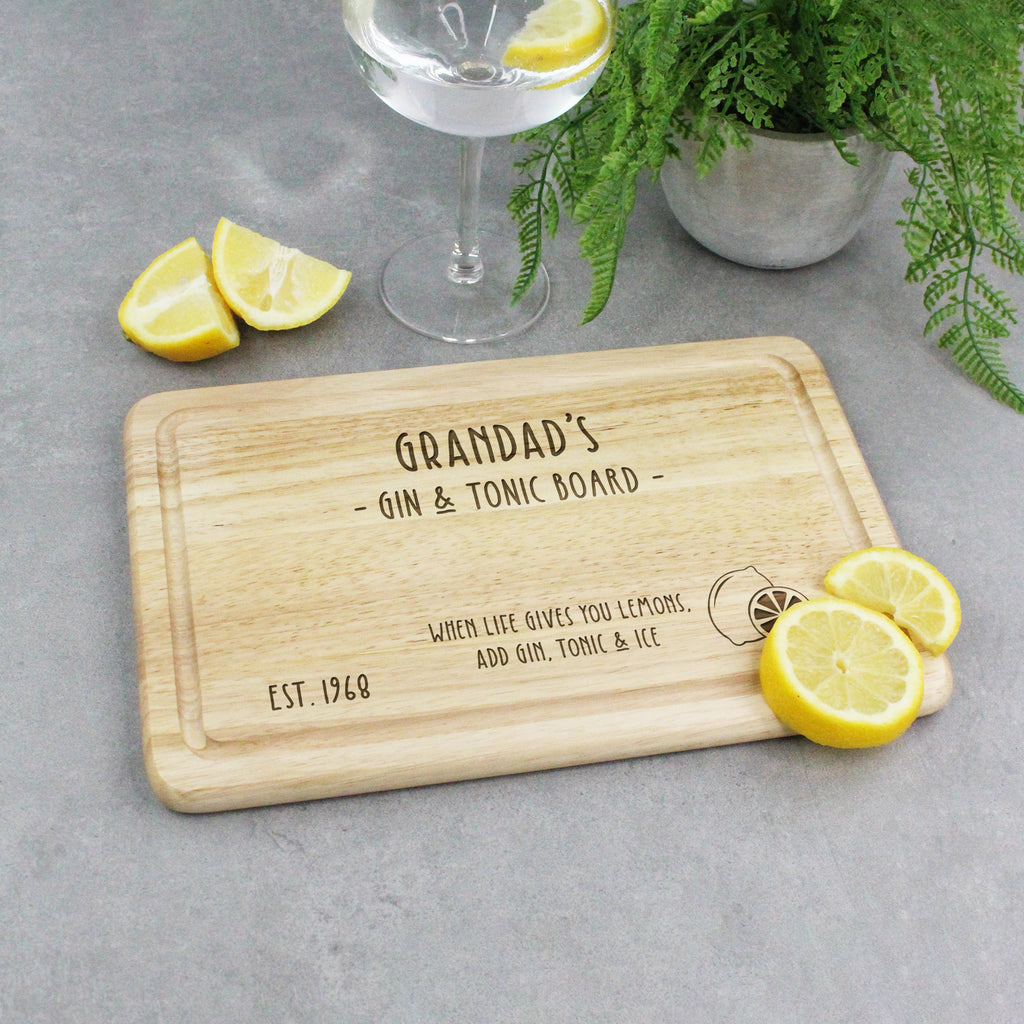 Personalised "Grandad's Gin & Tonic Board" Wooden Chopping Board