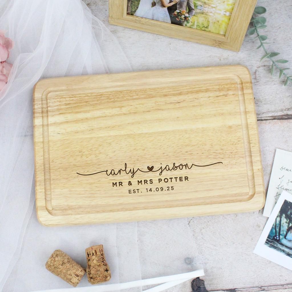 Personalised Wooden Mr & Mrs Wedding Chopping Board with Couples Names