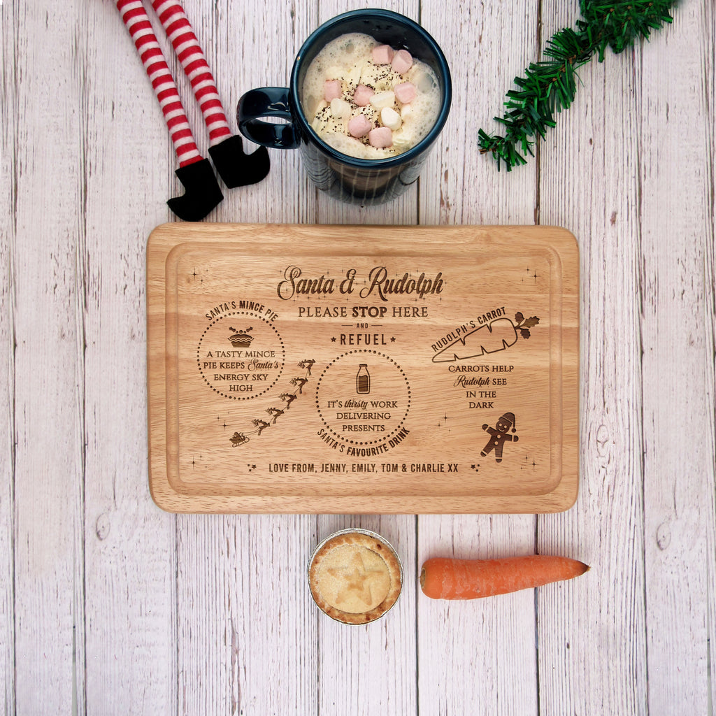 Personalised Santa and Rudolph Stop Here & Refuel Christmas Eve Plate