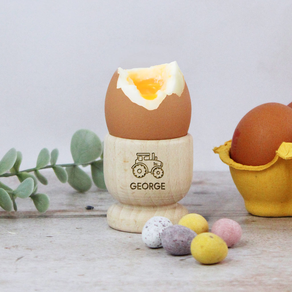 Personalised Wooden Egg Cups with 10 Icon Choices