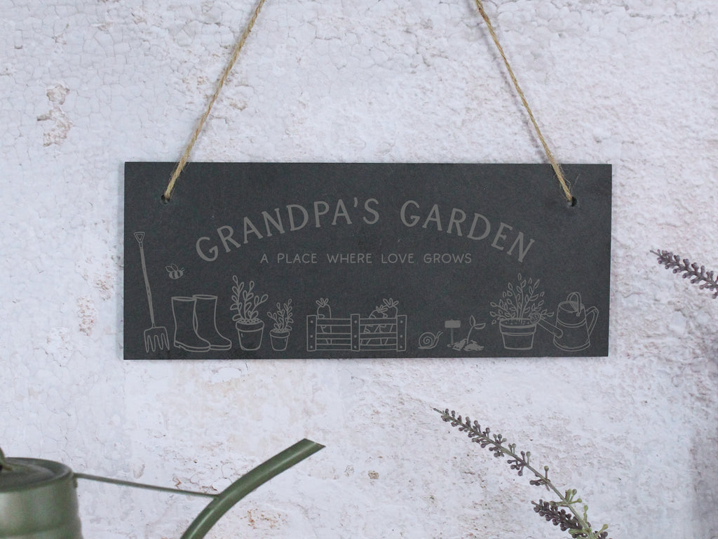 Personalised Grandad’s Garden Slate Sign - A Place Where Love Grows