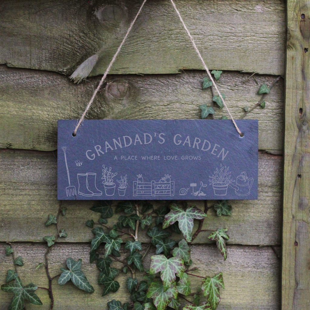 Personalised Grandad’s Garden Slate Sign - A Place Where Love Grows