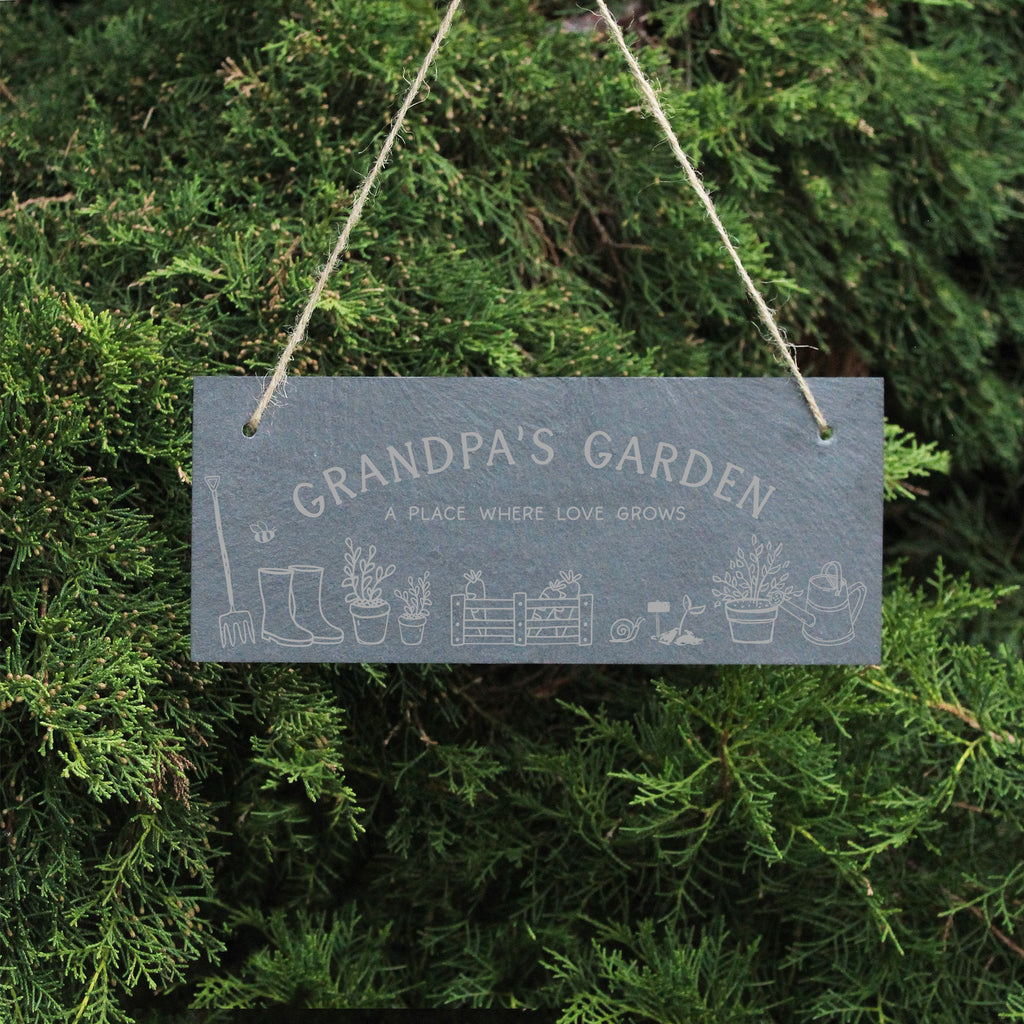 Personalised Grandad’s Garden Slate Sign - A Place Where Love Grows