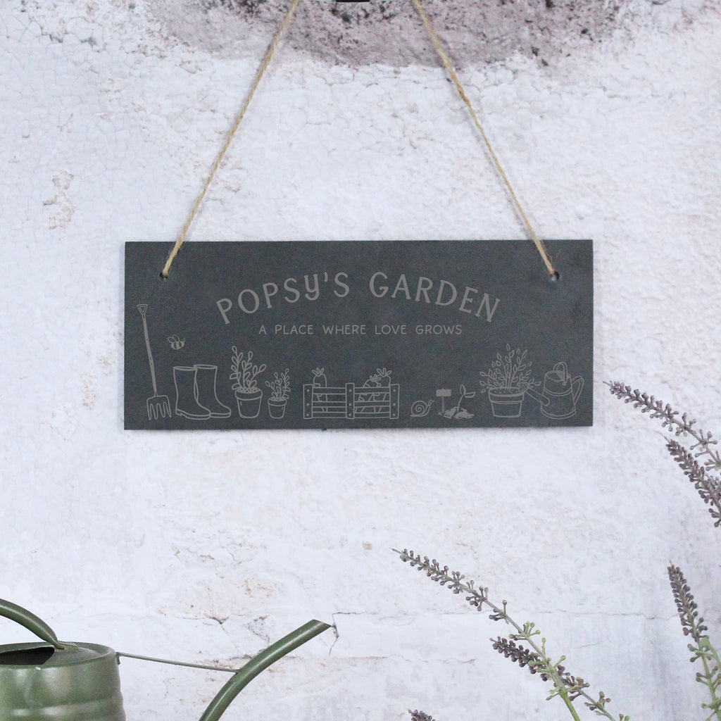 Personalised Grandad’s Garden Slate Sign - A Place Where Love Grows