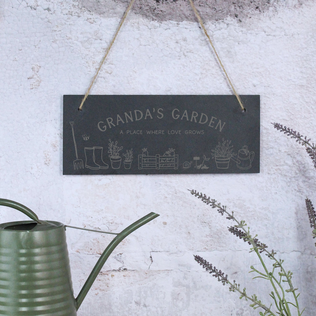 Personalised Grandad’s Garden Slate Sign - A Place Where Love Grows