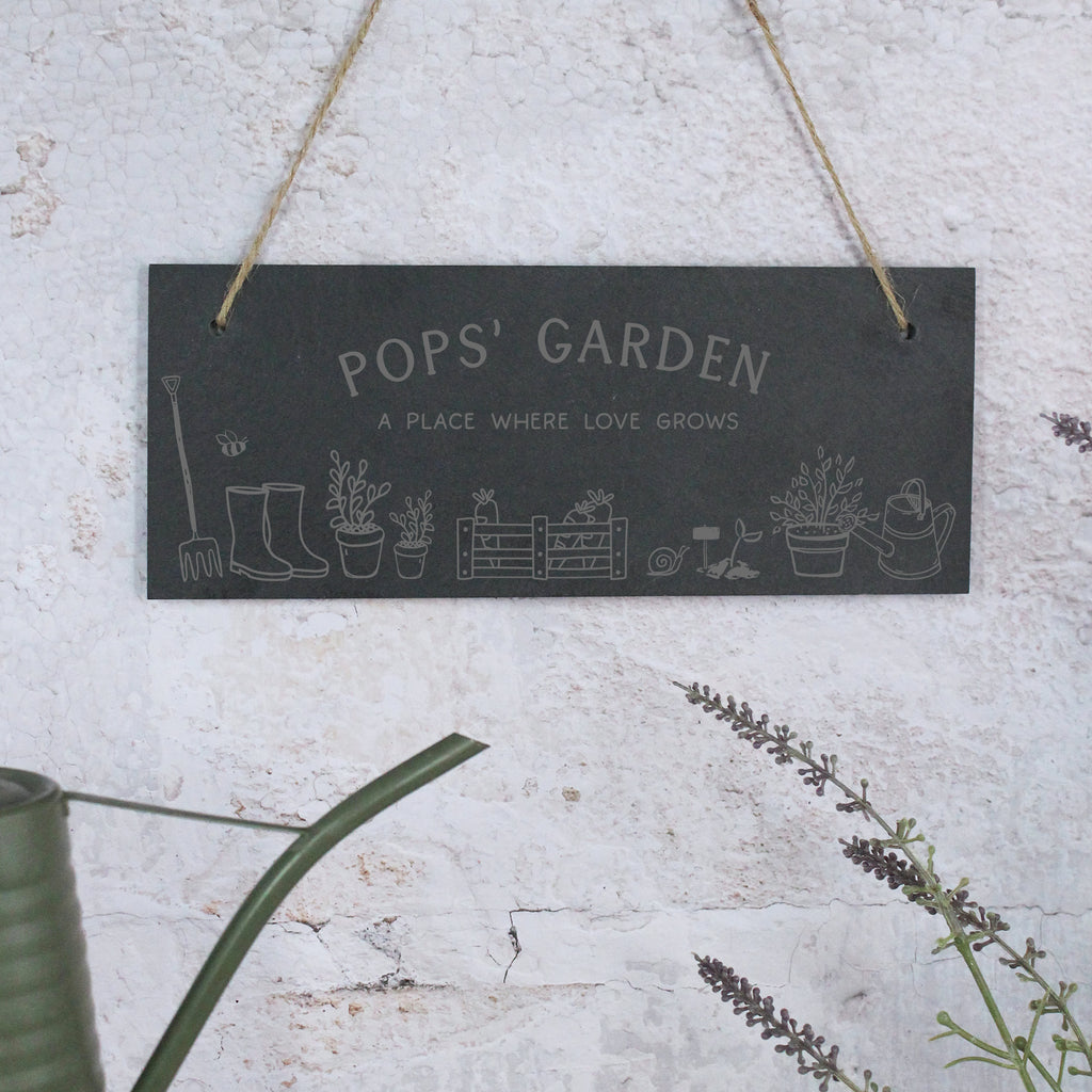 Personalised Grandad’s Garden Slate Sign - A Place Where Love Grows