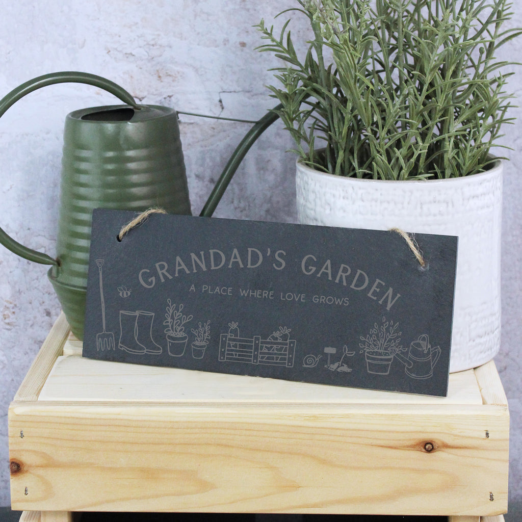 Personalised Grandad’s Garden Slate Sign - A Place Where Love Grows