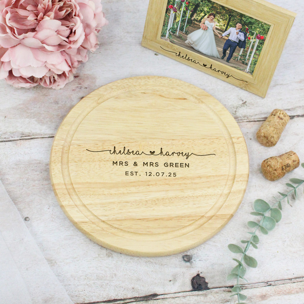 Personalised Wooden Mr & Mrs Wedding Chopping Board - 25 cm