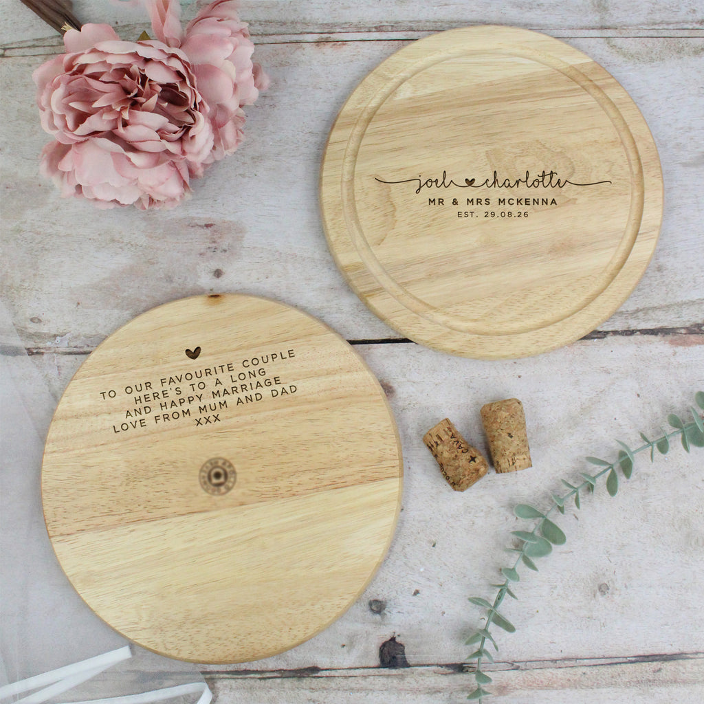 Personalised Wooden Mr & Mrs Wedding Chopping Board - 25 cm