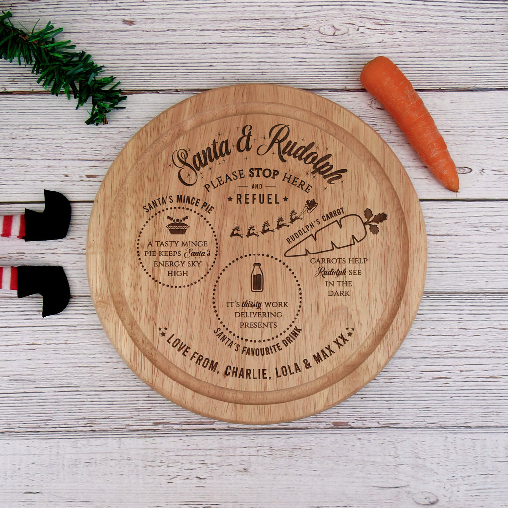 Personalised Santa and Rudolph Stop Here & Refuel Christmas Eve Plate