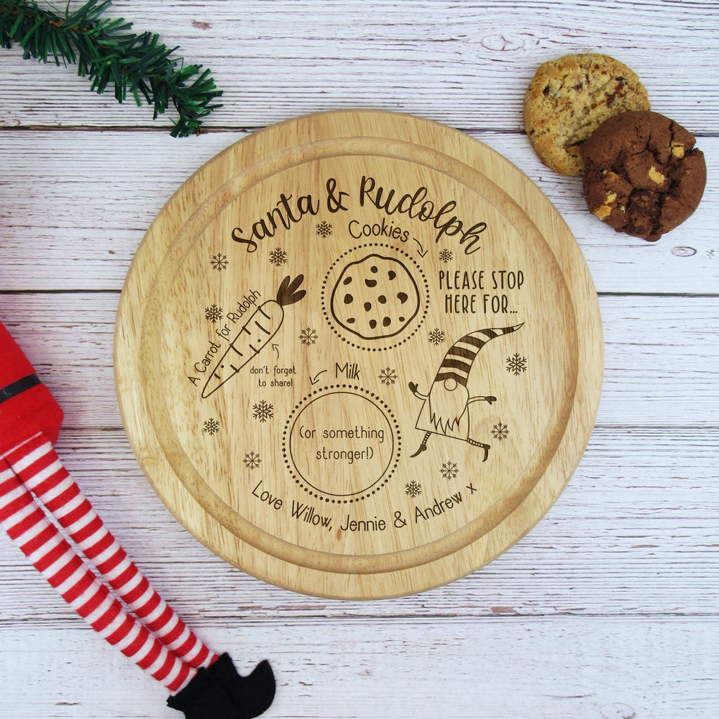 Personalised "Santa & Rudolph Please Stop Here" Wooden Christmas Eve Board