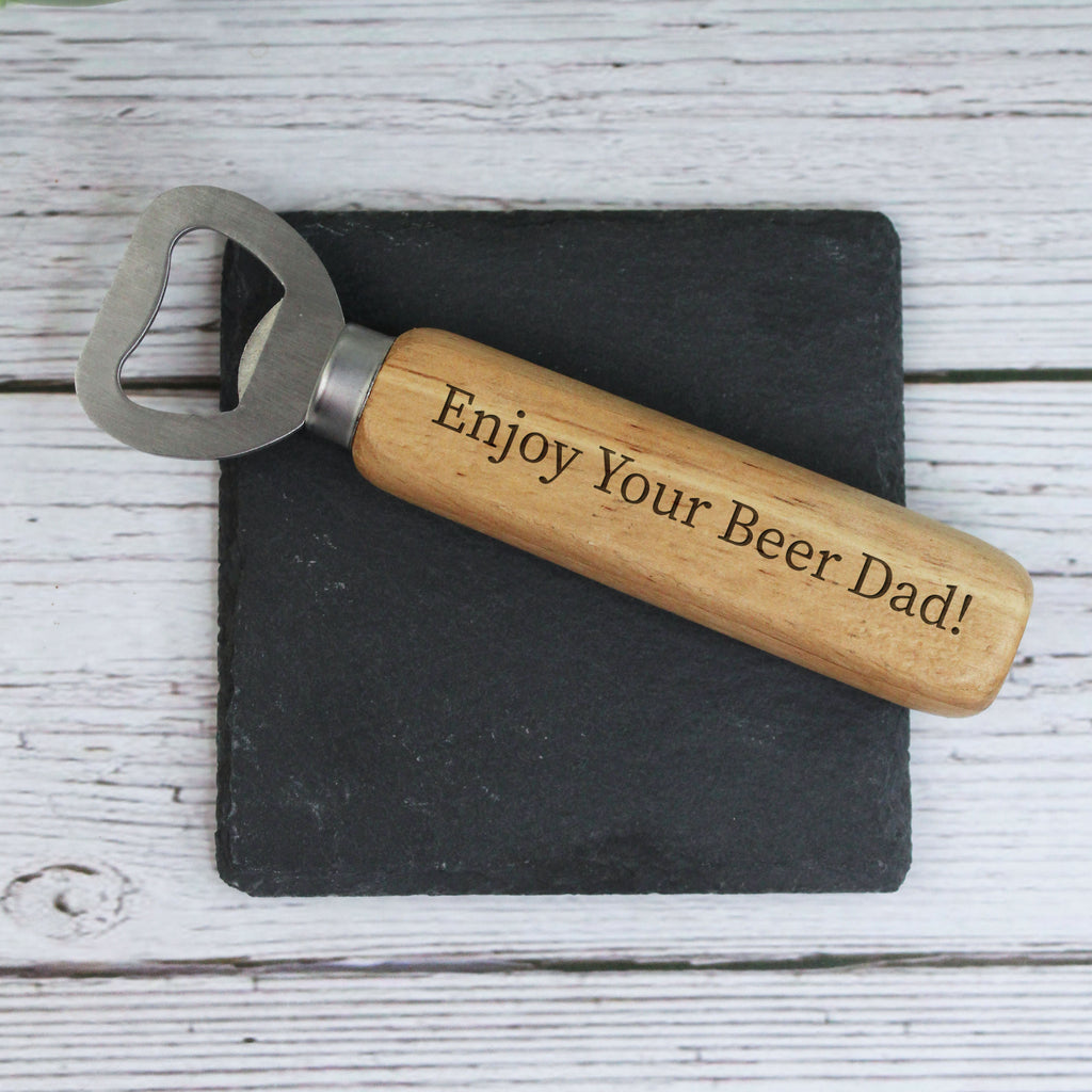 Personalised "Best Dad In The World" Bottle Opener with Wooden Handle