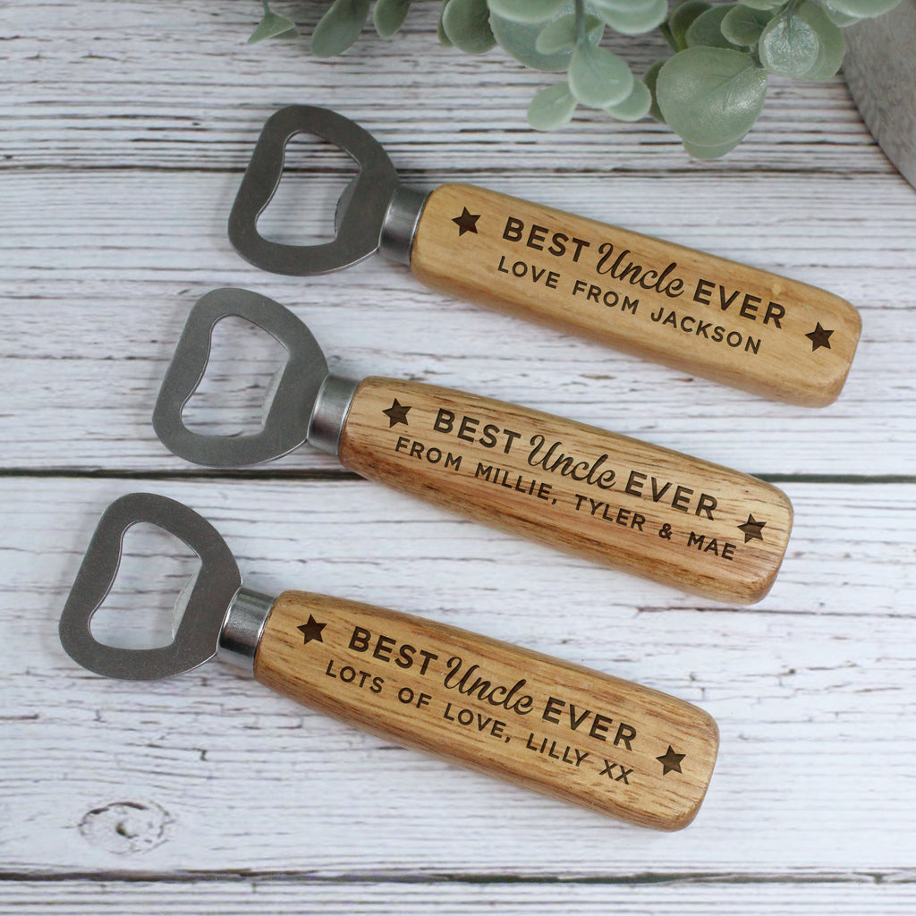 Personalised Best Uncle Ever Wooden Bottle Opener
